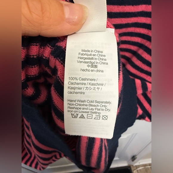 Men’s J.Crew Pink And Blue Striped Cashmere Johnny Collar Short Sleeve Top XL - Picture 5 of 8